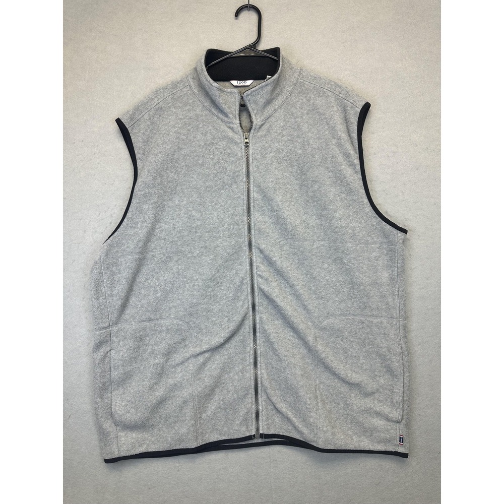 IZOD Vest Mens 2XL XXG Gray Full Zip Fleece Sleeveless Jacket‎ Outdoor Pockets